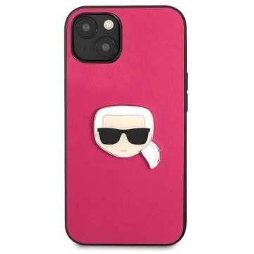 Karl Lagerfeld KLHCP13SPKMP iPhone 13 mini 5,4" różowy/pink Hardcase Leder Ikonik Karl`s Head Metal